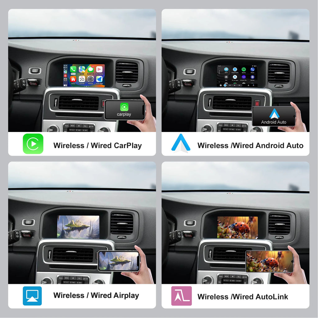 Wireless Carplay Android Auto Module For Volvo S60 XC60 V60 V40 2015-2018 Decoder Box Navigation Functions BT Support Revers