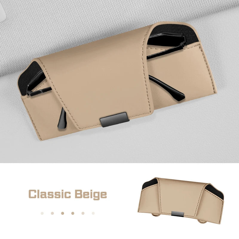 Magnetic Leather Car Visor Glasses Box Portable for BMW X1 X3 X5 X6 X7 1 3 5 6 7 Series G20 G30 G11 F15 F16 i7 Sunglasses Holder