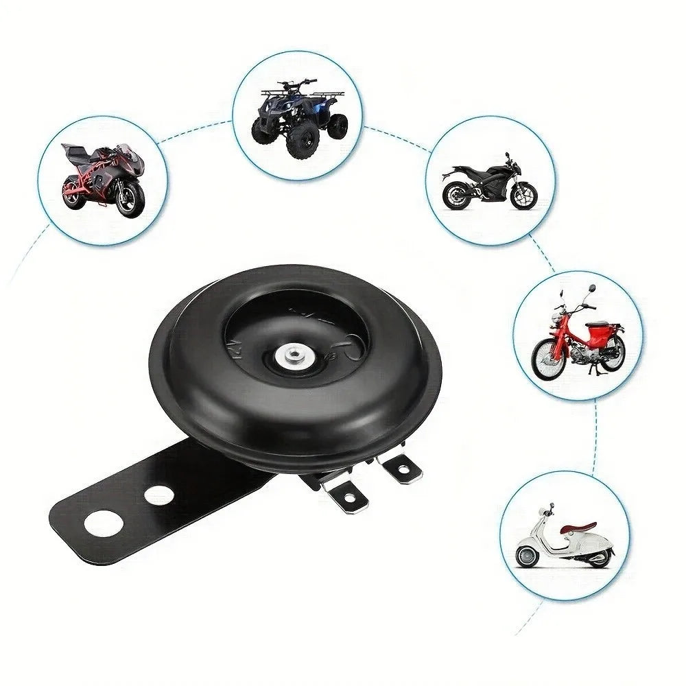 Universal Motorcycle Electric 12V 1.5A/48V 60V 72V 0.2A  Round Black Basin Air Horn Motorbike Loud Disc Speaker 105dB,Pack of 1