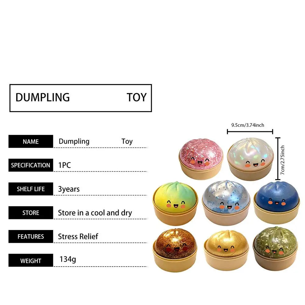 Cute Glitter Giant Bun Squeeze Fidget Toy, Realistic Slow Rising Decompression Ball with Steamer, Soft Stress Relief Toy