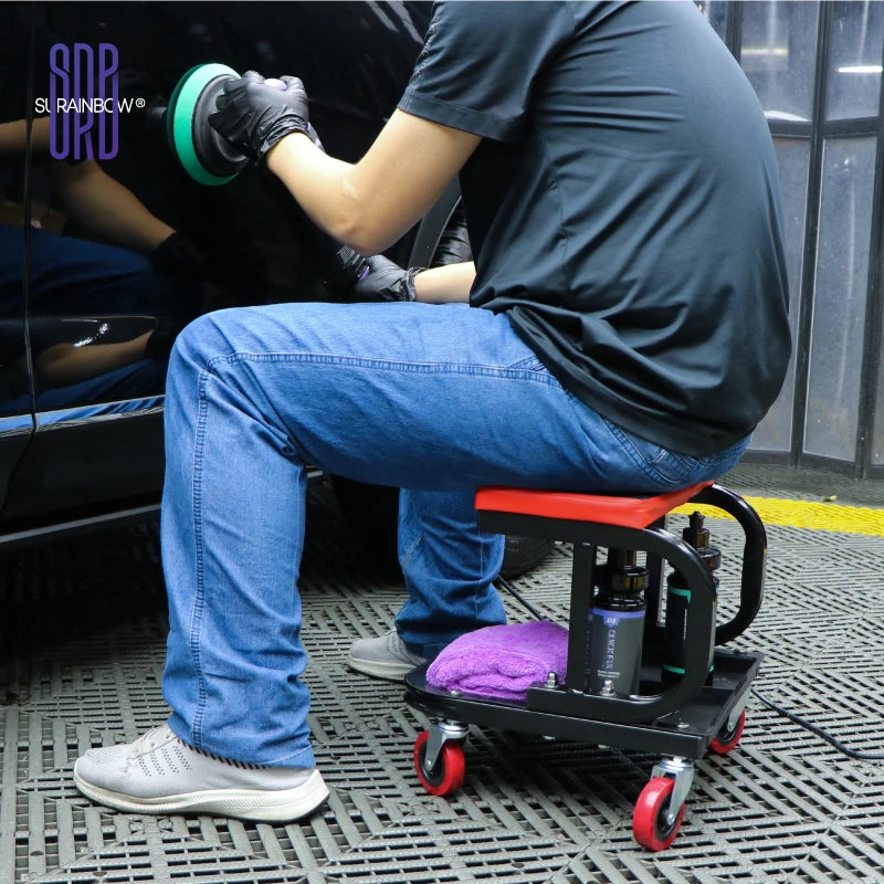 Rolling Creeper Garage/Shop Seat, 250 LBS Capacity Padded Rolling Workshop Stool with Tool Tray Storage, Auto Mechanic Stool.