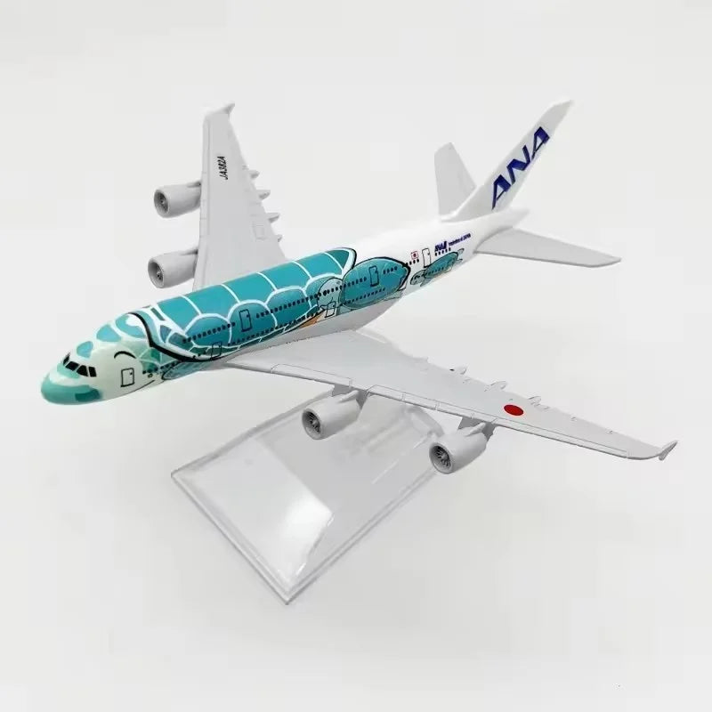 Alloy Aircraft Japan ANA Airlines A380 Model Orange/Green/Blue Sea Turtle 1/400 Scale 16CM Miniature airplane toy metal With