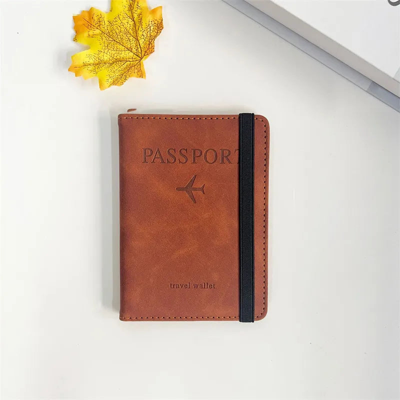Vintage RFID Passport Cover for Women & Men - Multi-Function PU Leather Wallet Case with ID/Bank Card Slots, Travel Accessory