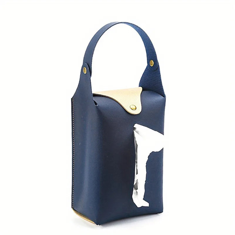 Car tissue box holder Leather car console armrest napkin box visor back tissue box with retaining strap