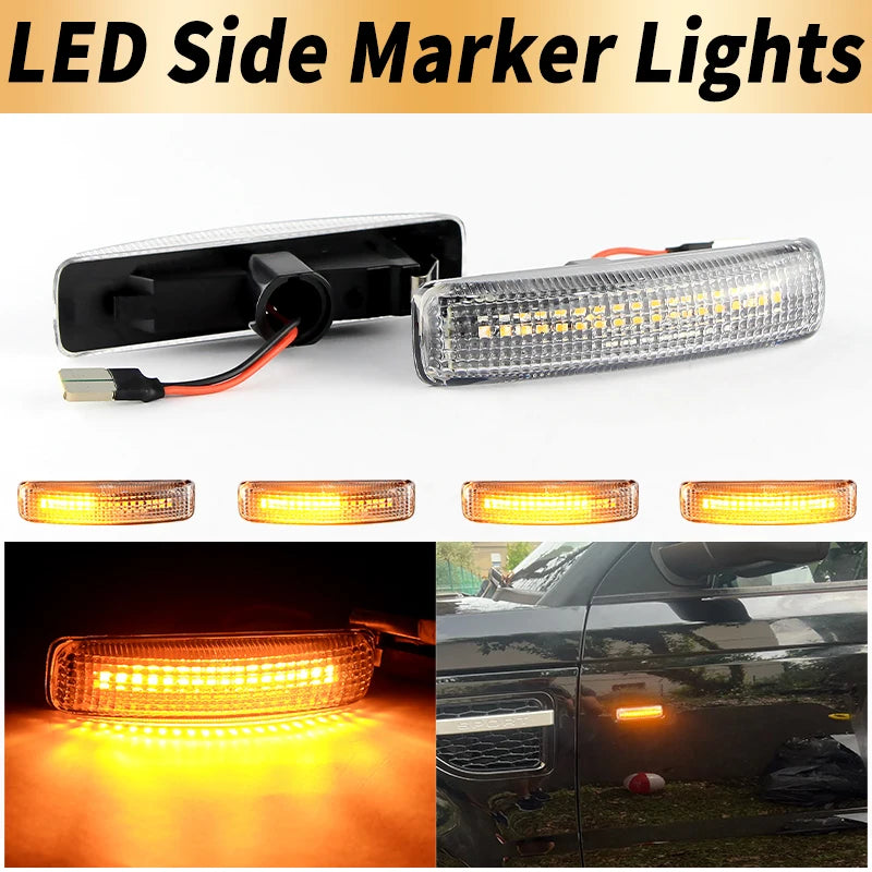 2PCS Canbus For Land Rover Discovery 4 2010-2015 Freelander 08-09 Range Rover Sport 2006-2013 LED Side Marker Turn Signal Lights