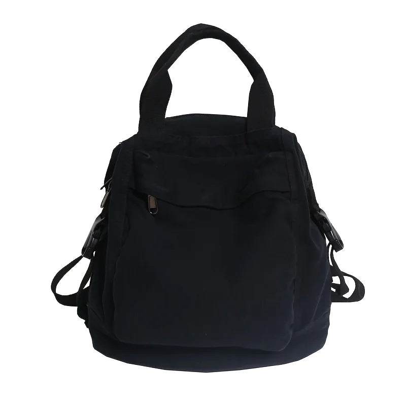 Solid Color Retro Backpack for Women, Japanese Style Simple Large Capacity Backpacks for Middle and High School Students