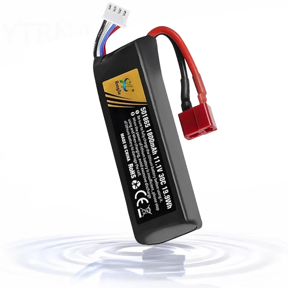Lithium Polymer Battery 501865 1800mAh 30C T PLUG 11.1V for RC Car Water Gun Mini Paintball Air GunElectric Toy Gun Accessories
