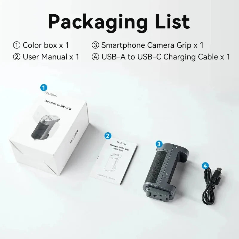 TELESIN Phone Camera Multifunction Selfie Handle Bluetooth Phone Stand Selfie Extendable Selfie Stick Detachable Remote Shutter