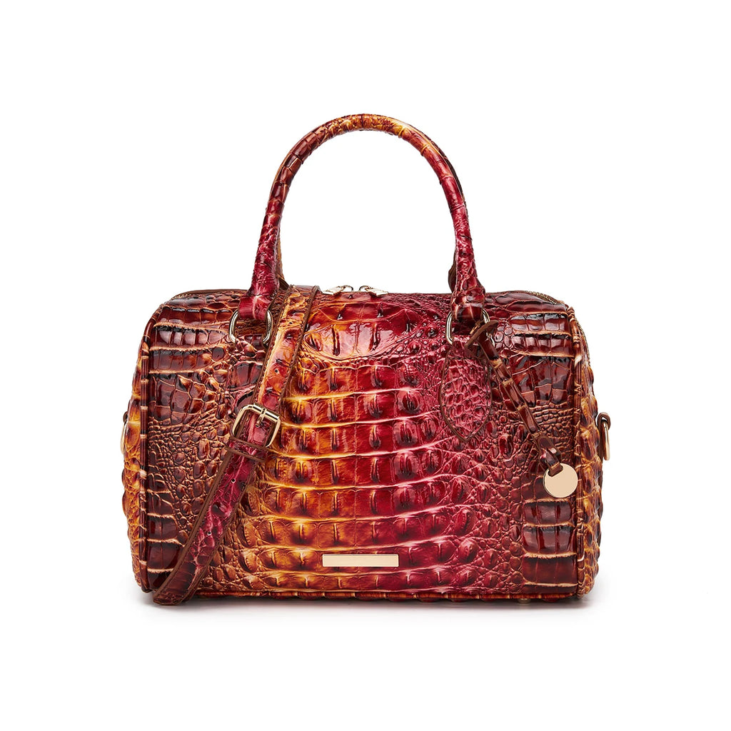 Gradient Embossed Duffle Bag Top-Handle Satchel with Detachable Strap, Casual Boston Style Crossbody Bag for Travel, Daily Commute, Weekend Getaway, Lightweight Multi-Purpose Tote Bag for Women Outdoor Activities