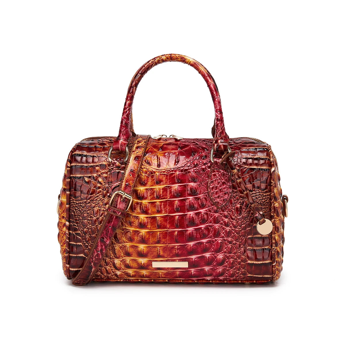 Gradient Embossed Duffle Bag Top-Handle Satchel with Detachable Strap, Casual Boston Style Crossbody Bag for Travel, Daily Commute, Weekend Getaway, Lightweight Multi-Purpose Tote Bag for Women Outdoor Activities
