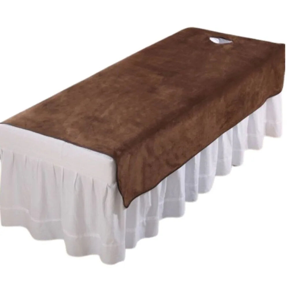 Comfortable SPA Bedspread with Face Hole Thickened Soft Beauty Salon Bed Sheets Velvet Cosmetic Bed Sheet