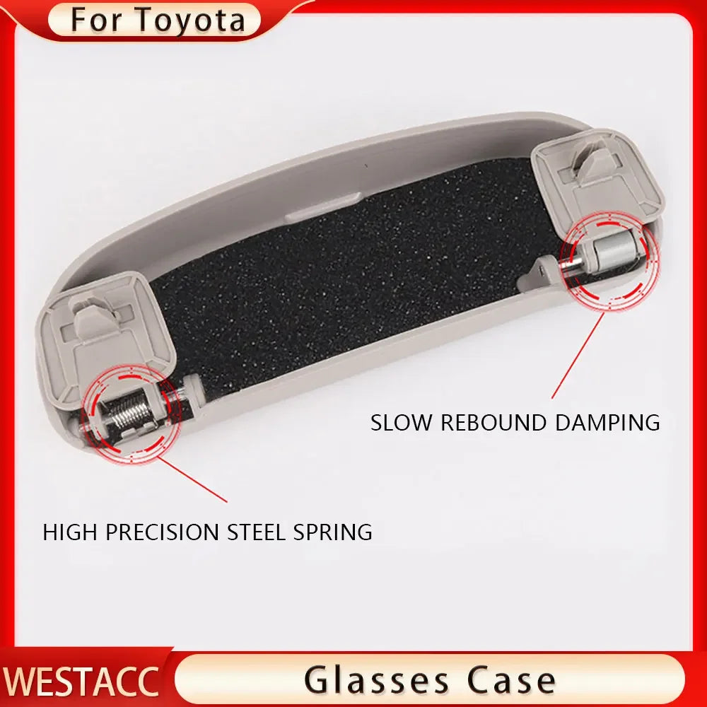ABS Car Sunglasses Case Glasses Holder for Toyota Camry Highlander RAV4 CHR Corolla Yaris Eyeglasses Storage Box Accessories