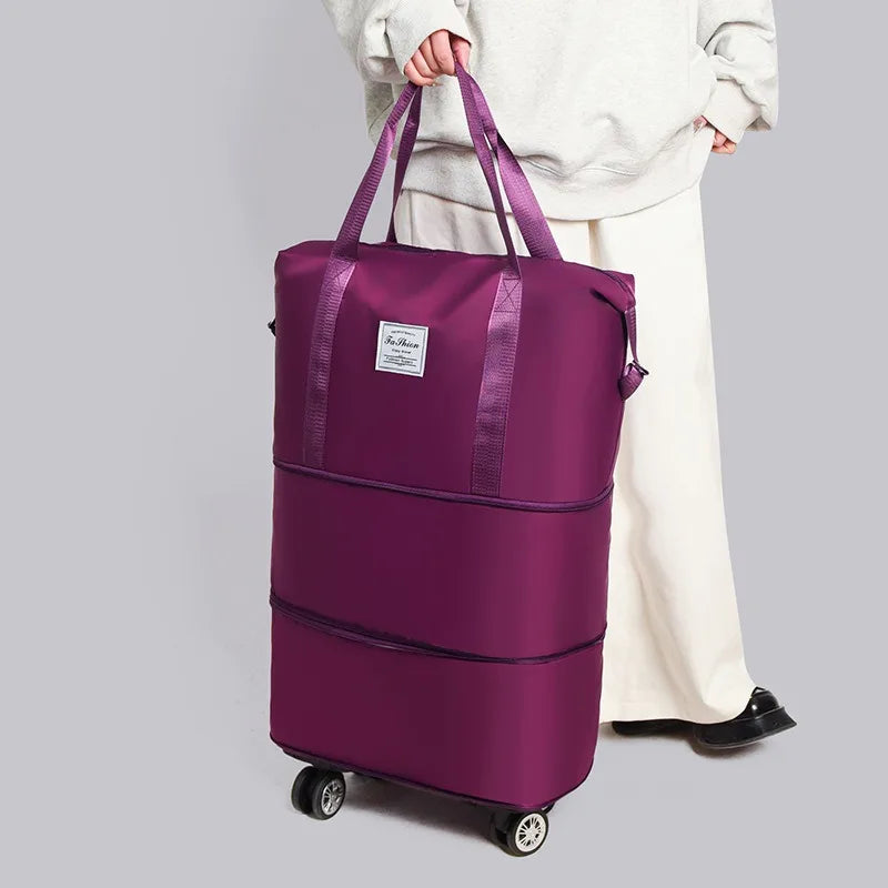 College student travel bag Large capacity business trip expandable universal wheel luggage bag Oxford cloth storage bag
