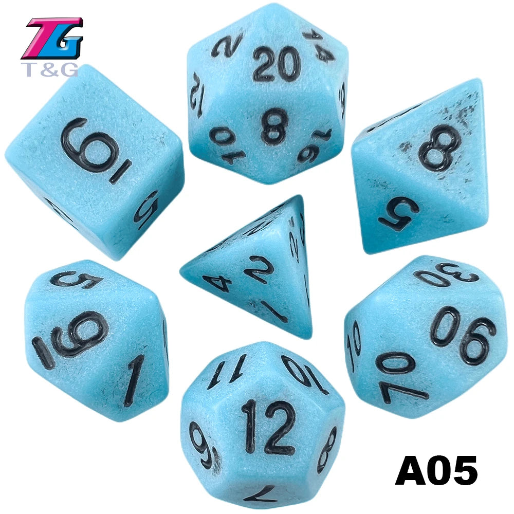 Polyhedral Dice TRPG DNDGame Games 7Pcs/Set D4 D6 D8 D10 D12 D20 Multi Sides for Board Game