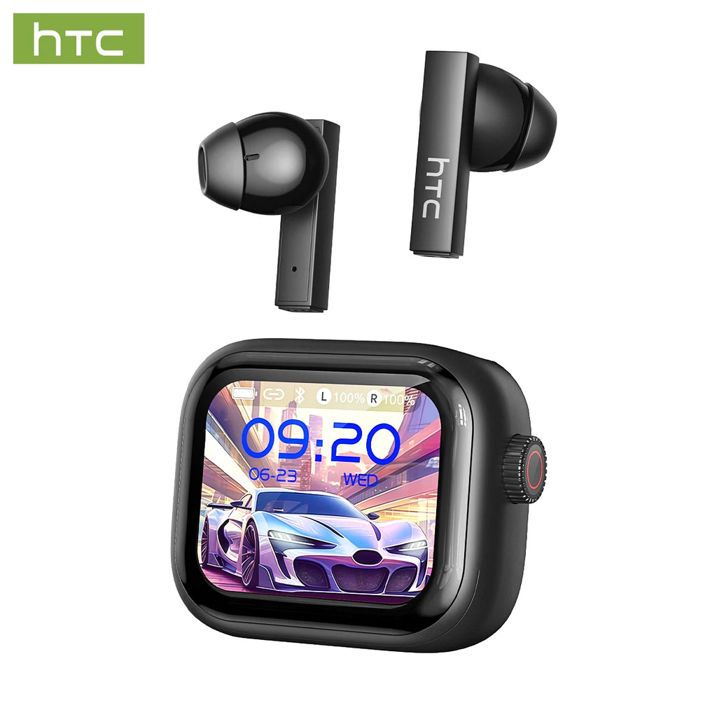 HTC NE40 Fashion Wireless Earbuds Eye-catching Transparent Case Light Open Semi-in-ear OWS Headphones Trendy Ear-hook Earphones