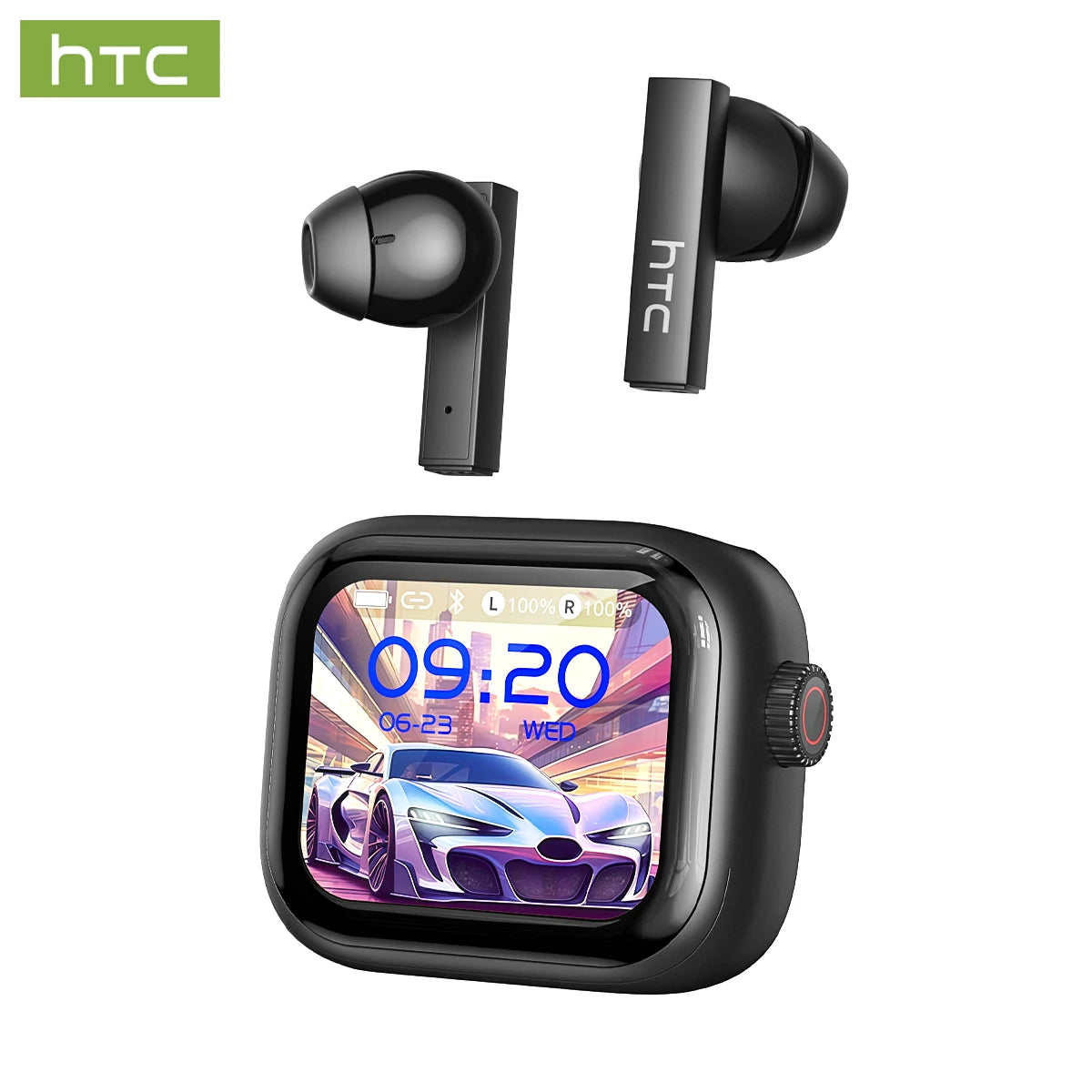 HTC NE40 Fashion Wireless Earbuds Eye-catching Transparent Case Light Open Semi-in-ear OWS Headphones Trendy Ear-hook Earphones