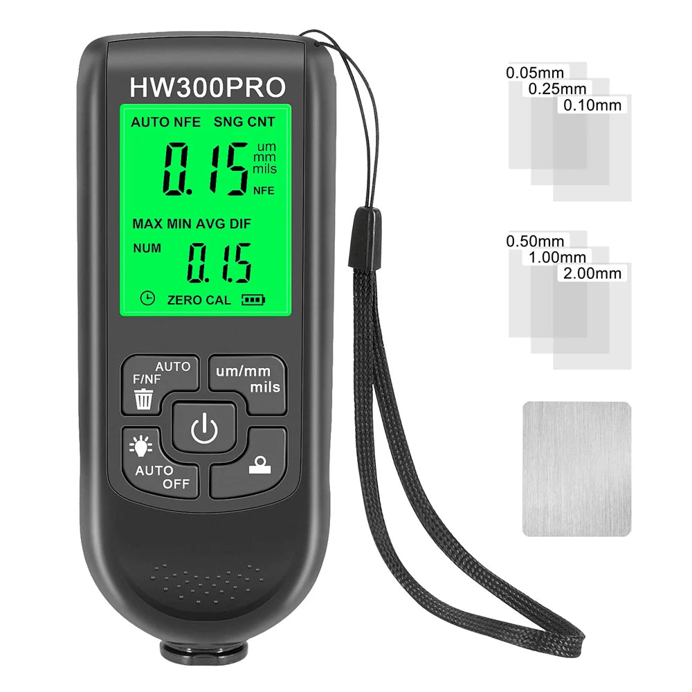HW-300PRO Auto Thickness Gauge Digital Coating Car Paint Tester 0-2000UM Car Paint Film Thickness Tester Measuring Tool