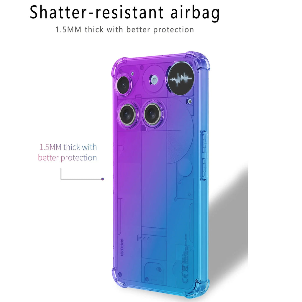Airbag Shockproof Gradient Transparent TPU Case for Nothing Phone 3 (3) Protective Cover Back Shell Frame Capa Fundas