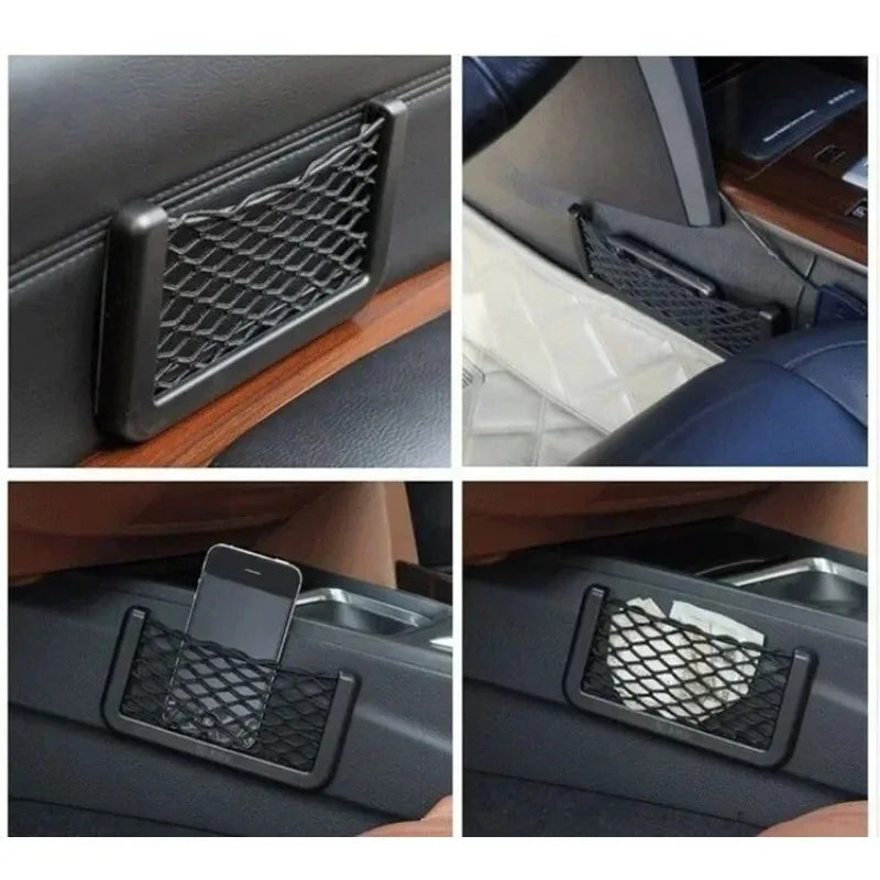 Auto Seat Side Interior Back Sundries Pocket Mesh Storage Bag Phone Net Pocket Holder Car Storage Bag Elastic Flexible Nets