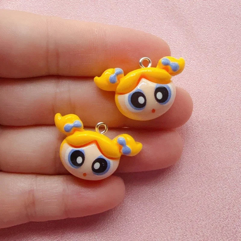 10pcs Cartoon Girl Resin DIY Jewelry Accessories Cartoon Cute Anime Hand Rope Necklace Pendant