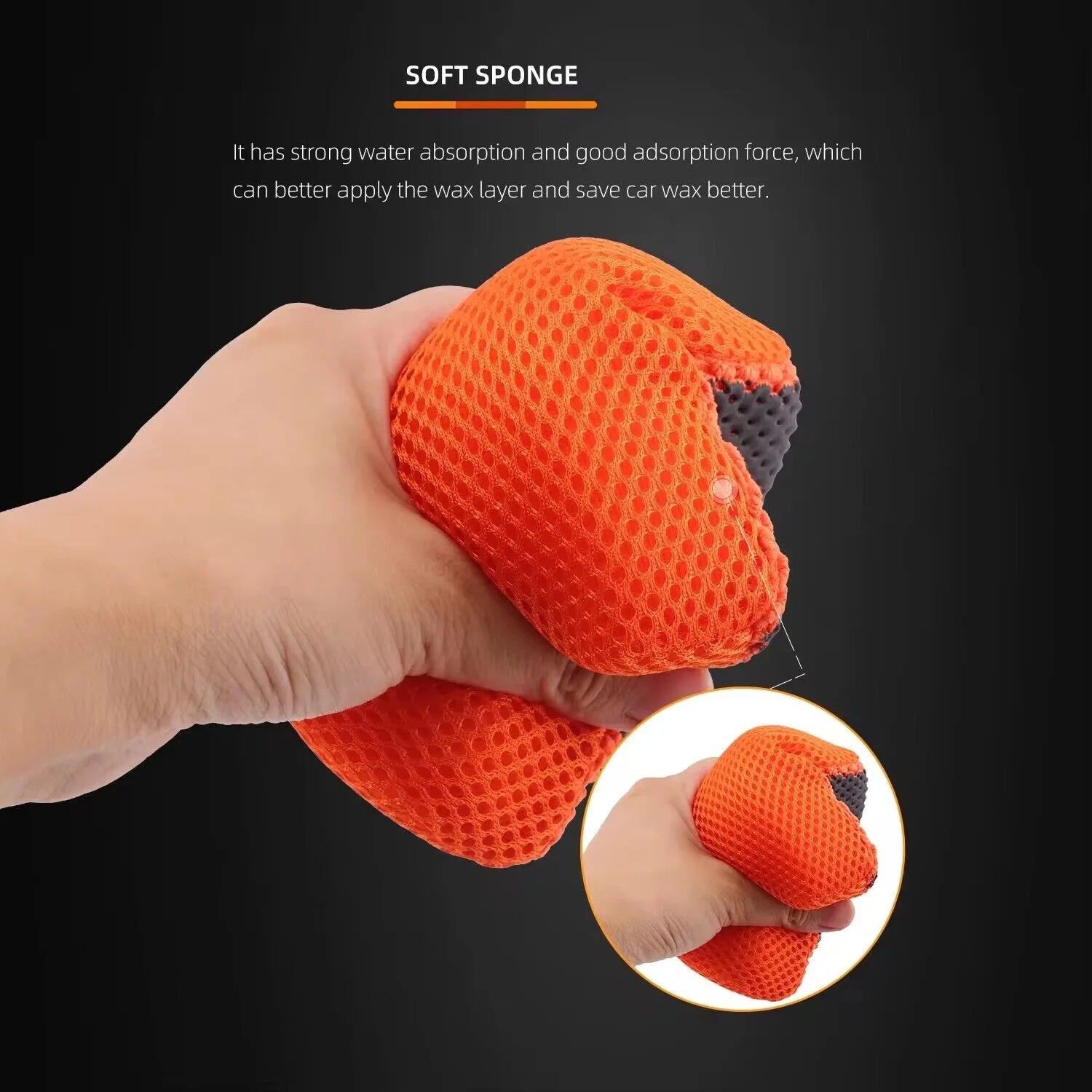 SPTA 1Pc Ultra Clay Scubber Bar Scrubber Orange Sponge Block for Car Wash Paint Detailing Claying