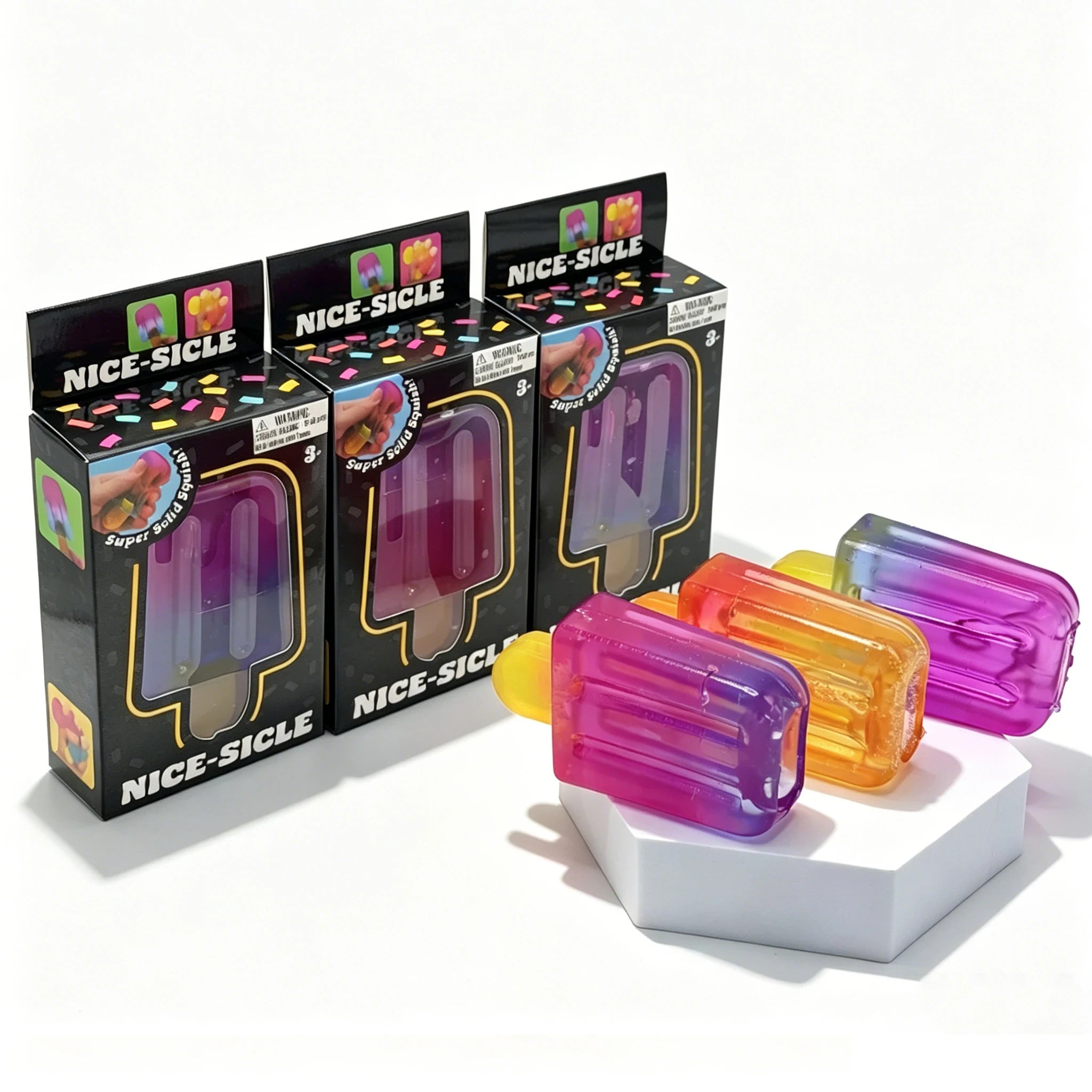 1pc Transparent Gradient Popsicle Squishy Stress Relief Squeeze Fidget Toy Anti Anxiety Sensory Toy Kids Birthday Gift.