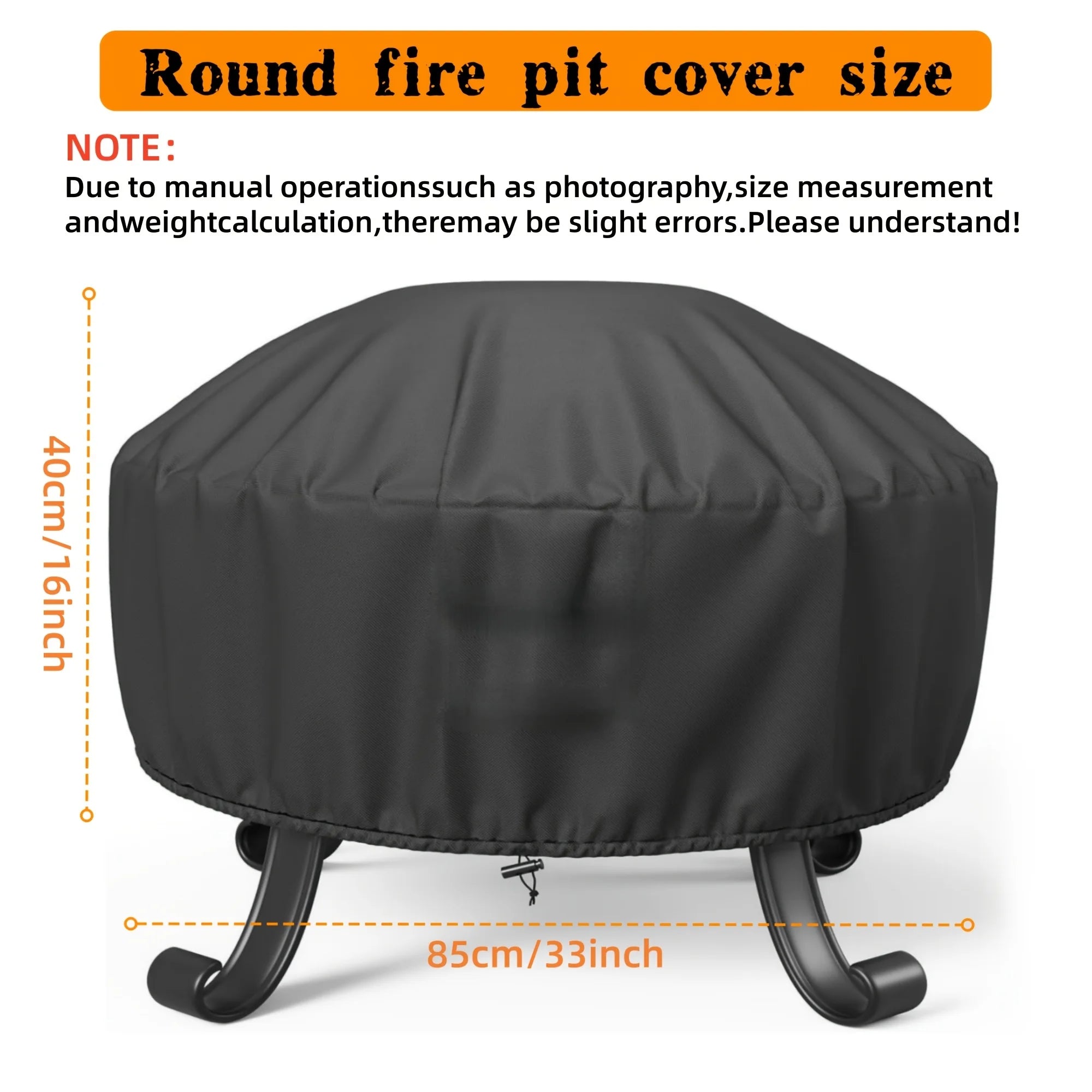 Round Fire Pit Cover, Waterproof Windproof Firepit Shield with Silver Coating & Drawstring, Fits Multiple Round Fire Pit Sizes