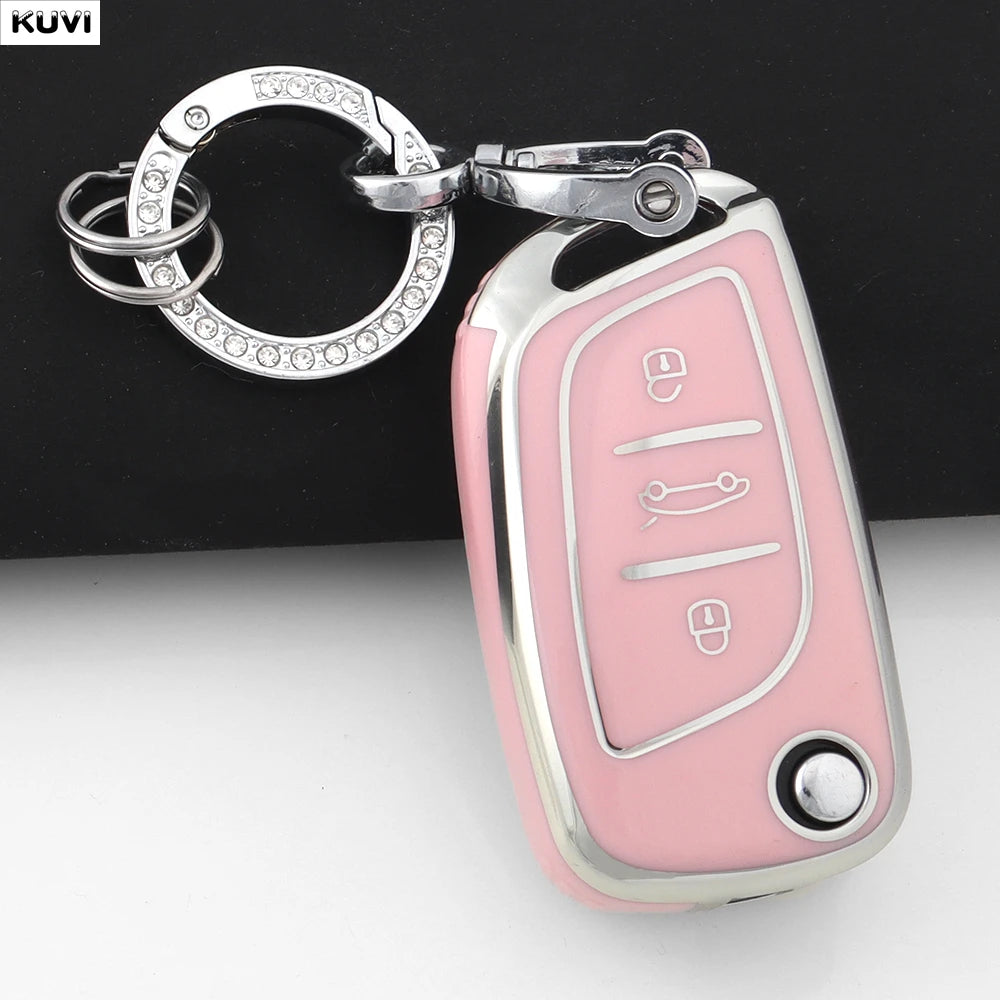 Fashion TPU Car Flip Key Case Cover Shell For Citroen C1 C2 C3 C4 C5 XSARA PICA For Peugeot 306 407 807 For DS DS3 DS4 DS5 DS6