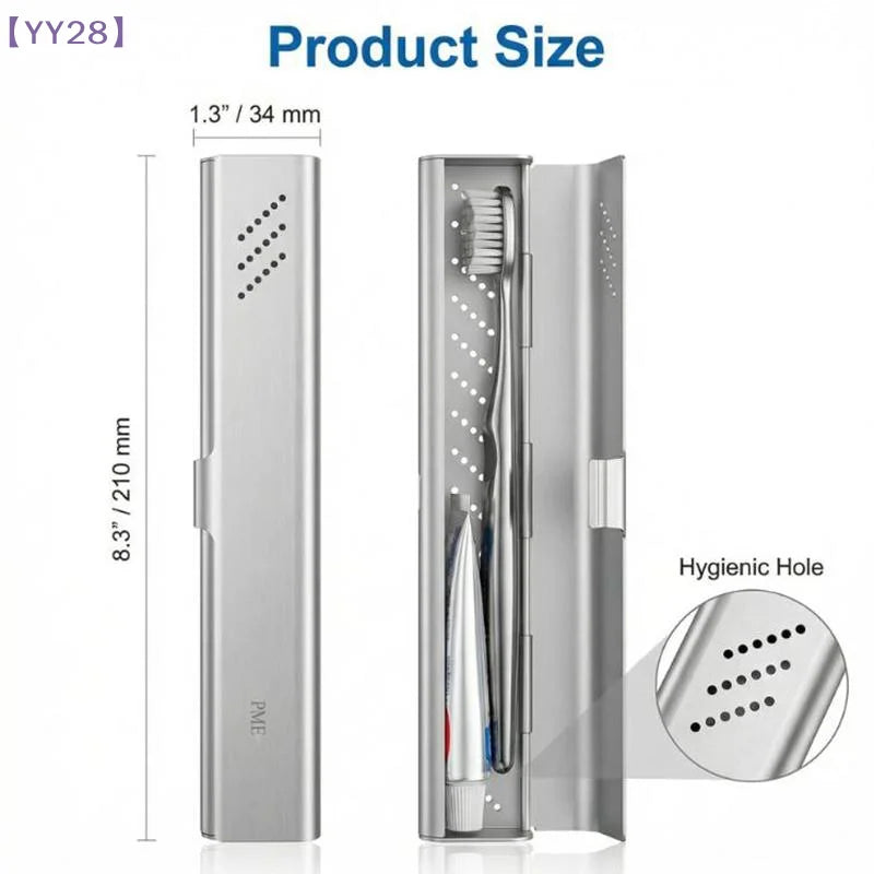【YY28】Travel Portable Toothbrush Storage Case Durable Aluminum Self-Draining Toothbrush Box Bathroom Accessories{Y}