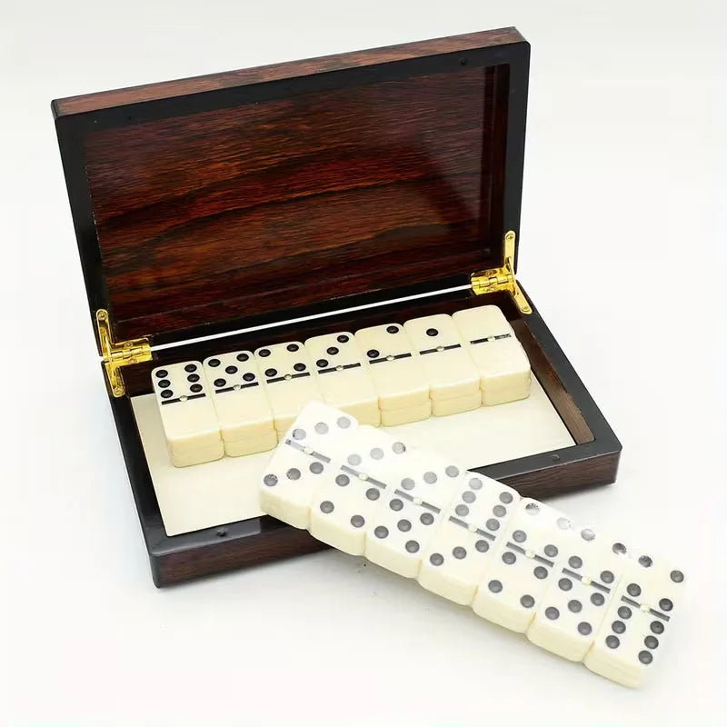 Classic Six-Dot Dominoes Board Game Premium Wooden Domino Set with Elegant Storage Box for Family Entertainment Travel-Friendly
