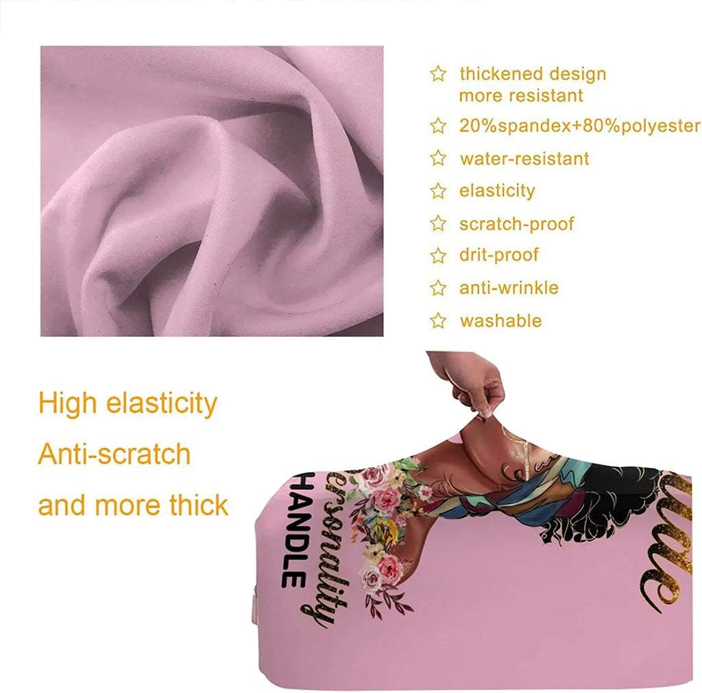 Travel Suitcase Protector African American Woman Elastic Protective Washable Luggage Cover With Concealed Zipper For 18-32 Inch