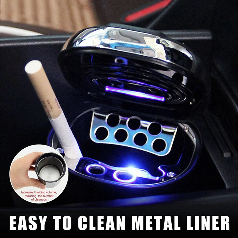 Car Ashtray With Lid, Detachable USB Rechargeable Cigarette Lighter With LED Light