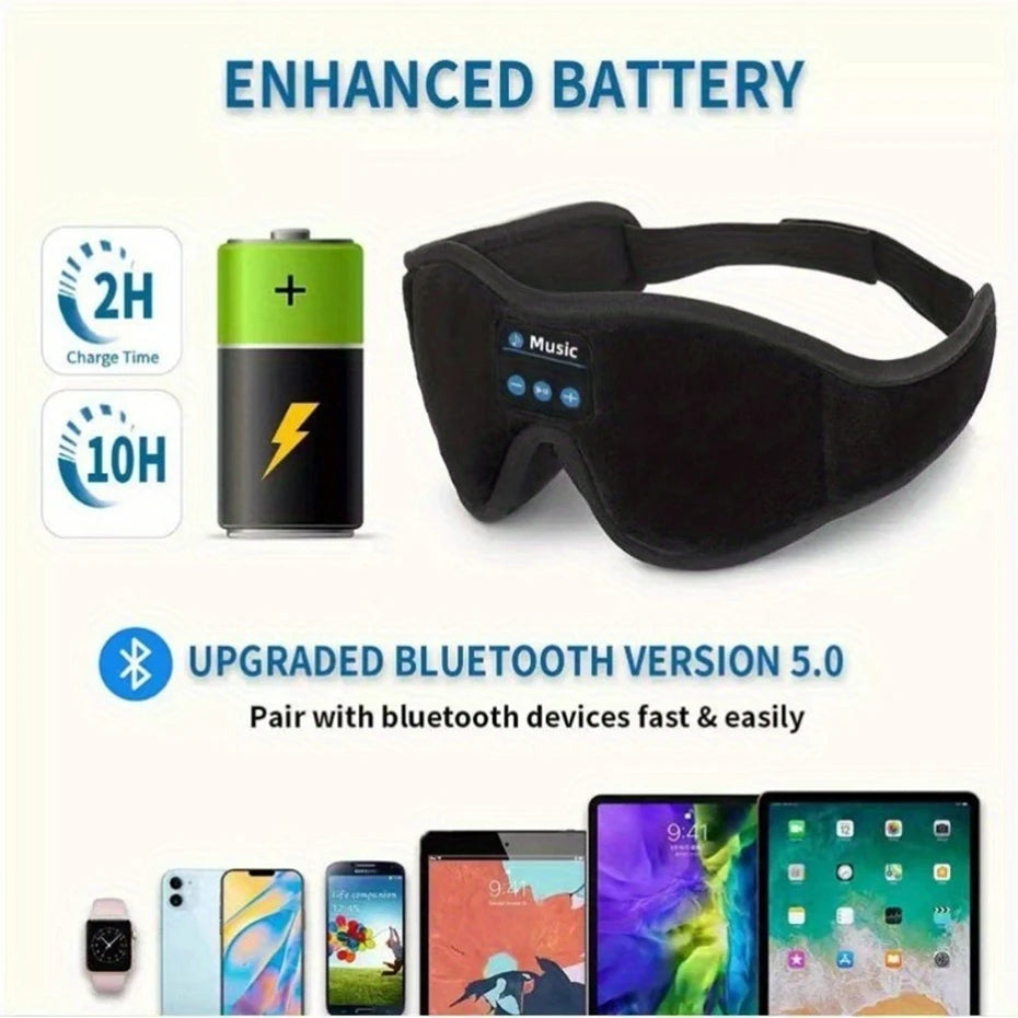 Bluetooth Sleeping Headphones Noise Cancelling3D Eye Mask Wireless Air Travel Headbands Soft Elastic Comfortable Music Earphones