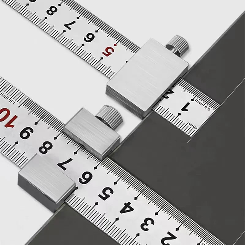 Carbon Steel Ruler Limit Block Measuring Rulers Positioner Adjustable Measuring Marking Gauge Carpentry Scriber Hand Tool
