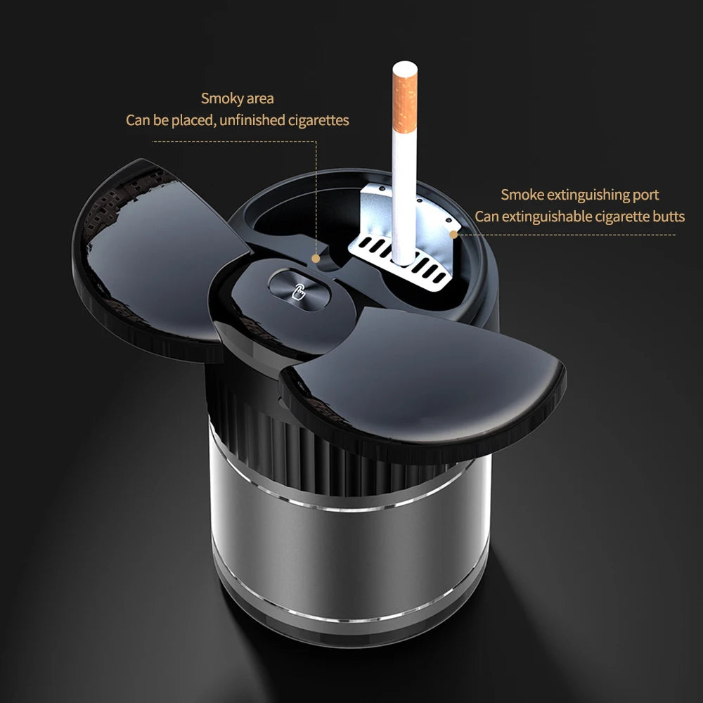 Smart Vehicle-Mounted Ashtray Infrared & Touch Sensing One-Click Open-Close Dual-Use for Car & Home Flame-Retardant Metal Liner