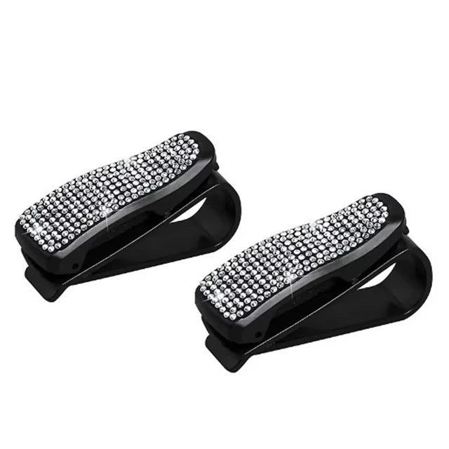 Car Sun Visor Sunglasses Clip Diamond Glasses Holder Eyeglasses Clips Card Ticket Holder Fastener Glasses Case Auto Accessories