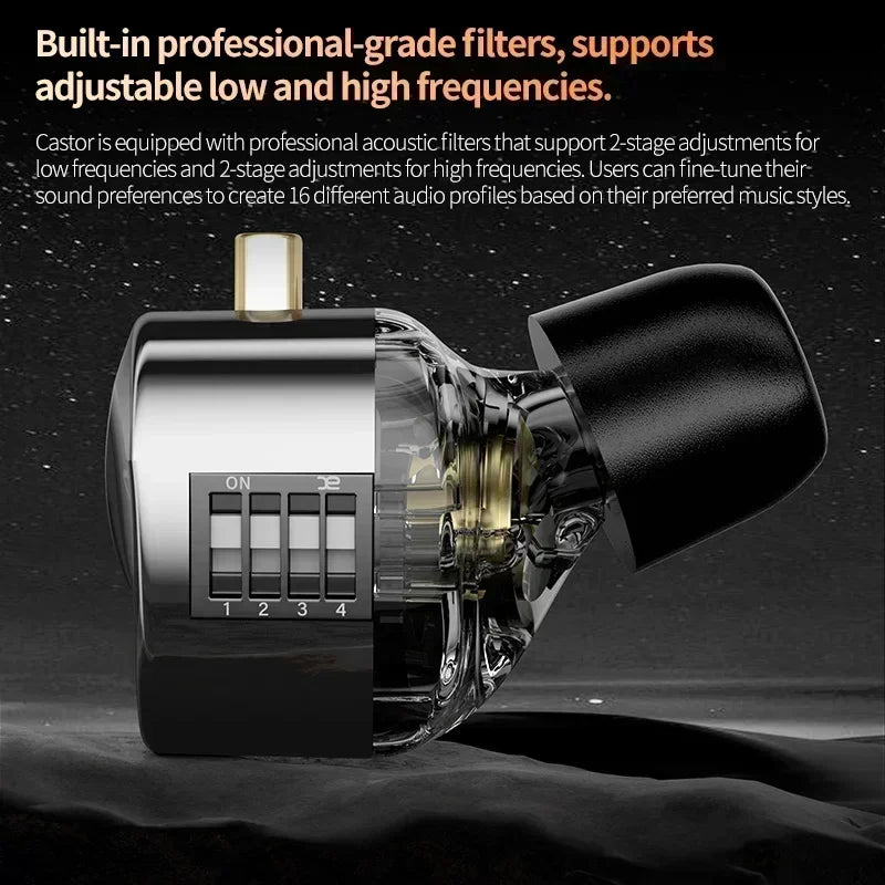 KZ Castor Wired Earbuds Improved Bass HiFi Earphone 2 Dynamic High-end Tunable Balanced Armature In-ear Headphone W/ Accessories