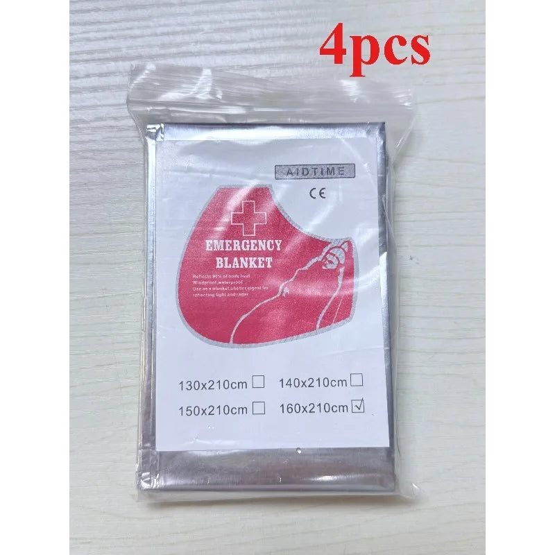 1/4pcs Emergency Mylar Thermal Blanket Foil Space Blanket Designed for NASA Body Warmer Outdoor First Aid Camping Hiking Travel