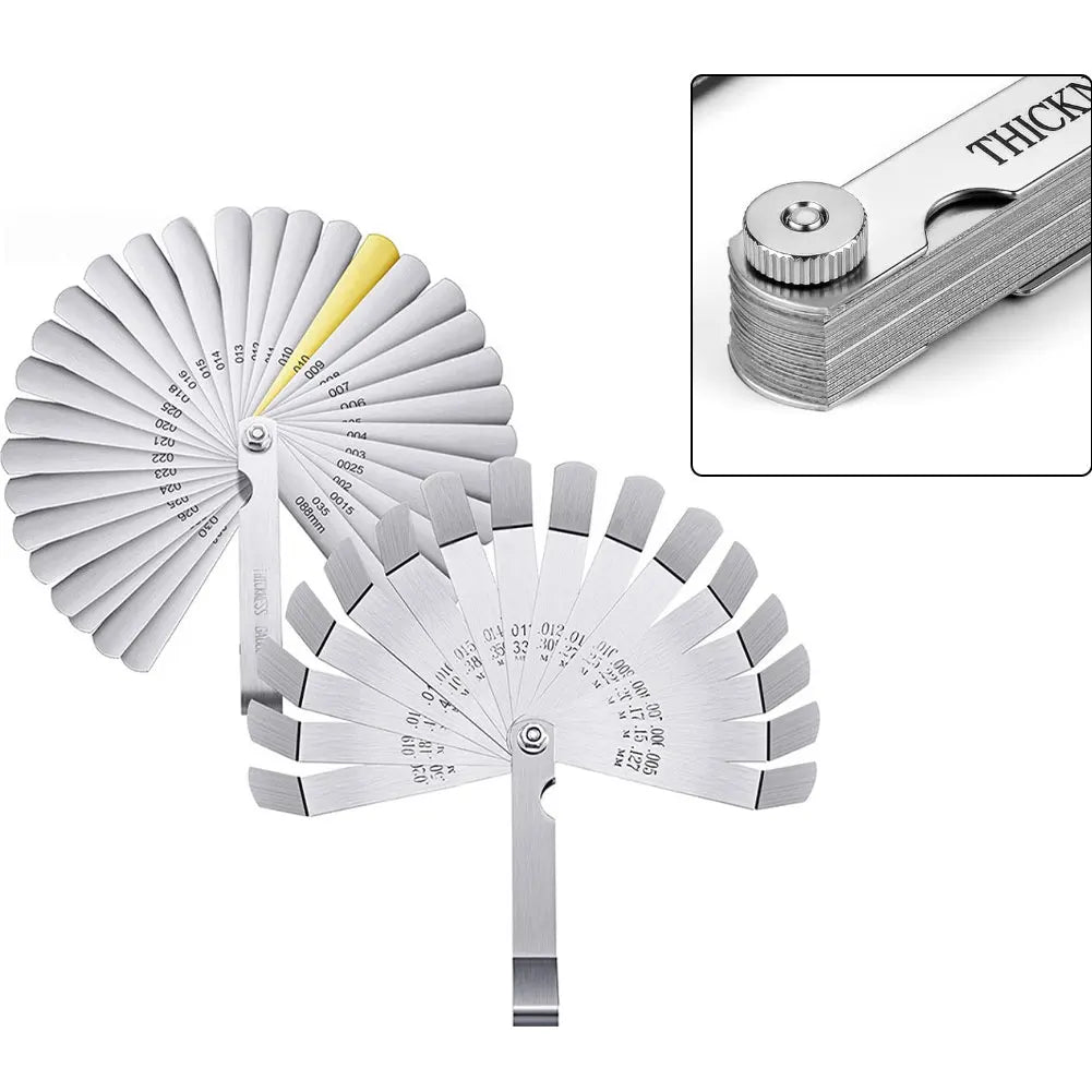 2pcs Feeler Gauge Set Stainless Steel 32 Straight 16 Offset Feeler Gauge Thickness Gauge For Valves Angled Thickness Measuring