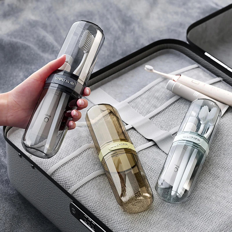Portable Clear Toothbrush Travel Case Hard Shell All-in-One Organizer for Business Travel Gym Commute Hygienic Secure Design
