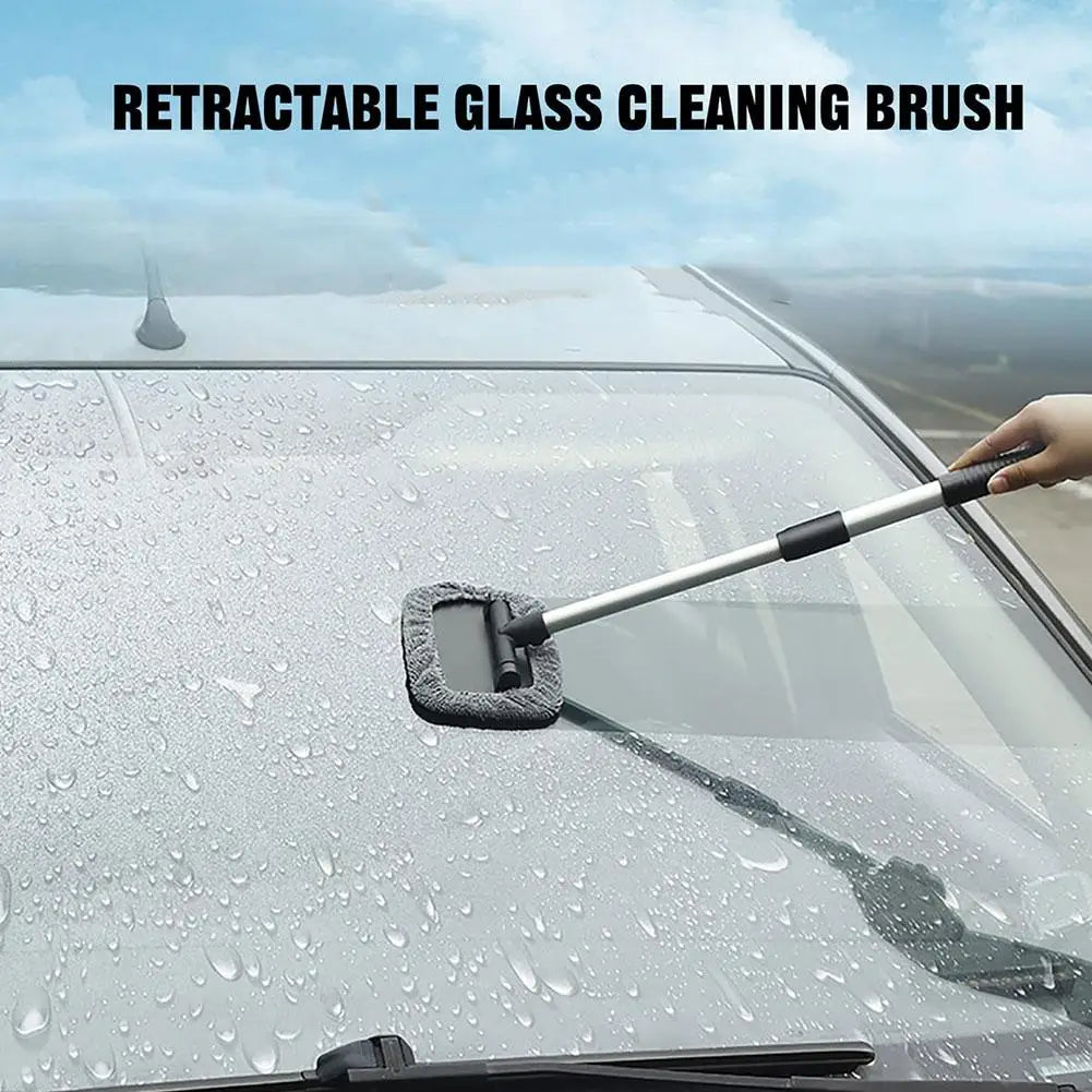 Car Windshield Cleaning Tool Set 2 Cleaning Towel Spray Bottle Telescopic Long Handle Defogging Brush Glass Clean Dust Remover