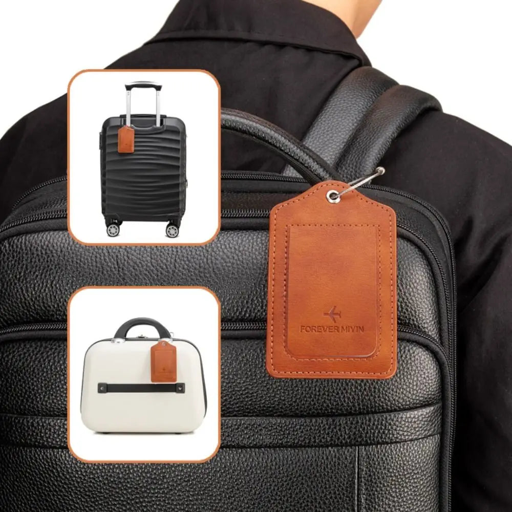 Women Man Anti Loss Wire Rope Loop Leather Luggage Tags Privacy Protection Cover Versatile Baggage Tag Waterproof Boarding Pass