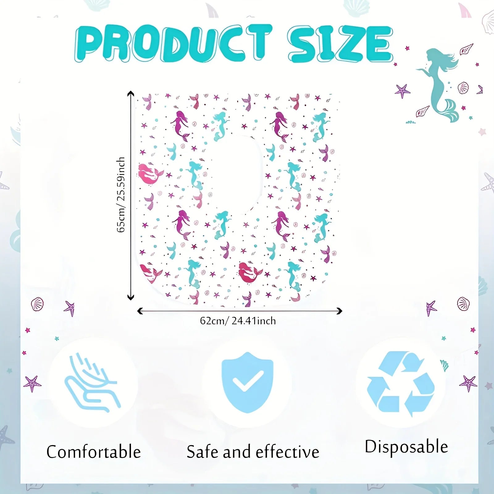 12pcs Extra Large Mermaid Toilet Seat Covers - 25"x25" Disposable, Individually Wrapped for Public Restrooms & Potty Training