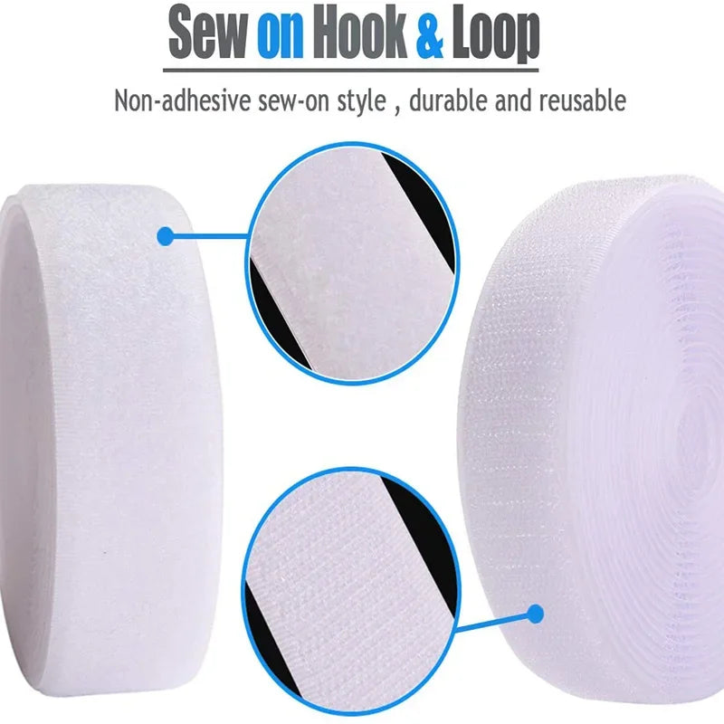 5Meters/Lot 16-100mm Black White Non-Adhesive Fastener Tape Hook and Loop Tape No Glue DIY Sewing Accessories Magic tape