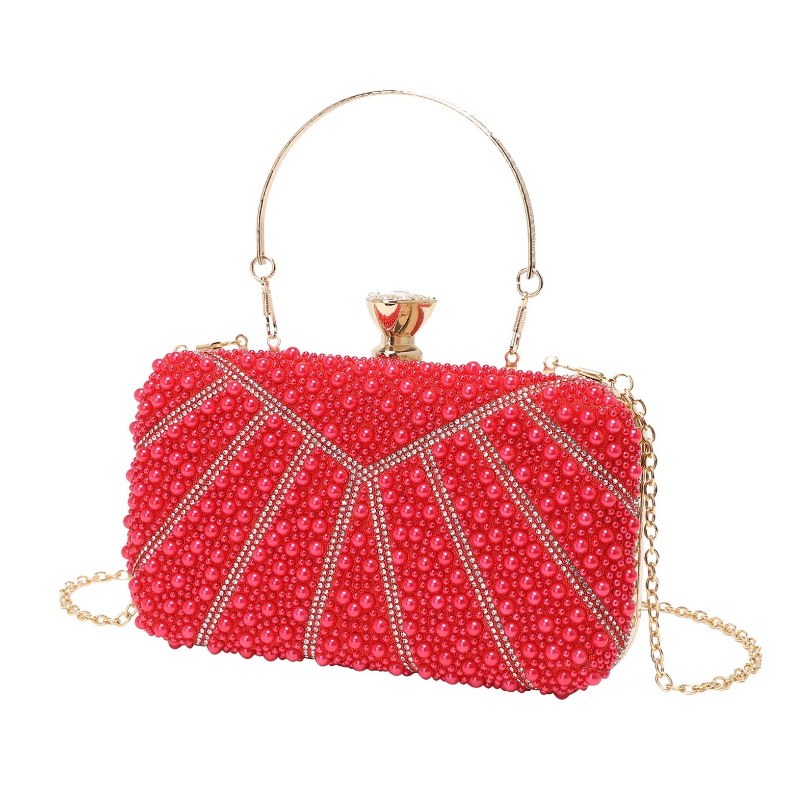Ladies Dinner Bag Shiny Pearl Diamond Banquet Clutch Delicate Chain Bag Pochette Soirée Femme Mariage Carteras Diseñador De Lujo