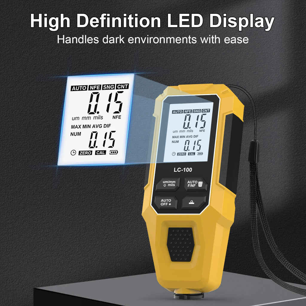 0-2000um High-precision Car Paint Thickness Tester Manual Paint Tools Automotive Coating Film Thickness Gauge for Fe/nfe LC-100
