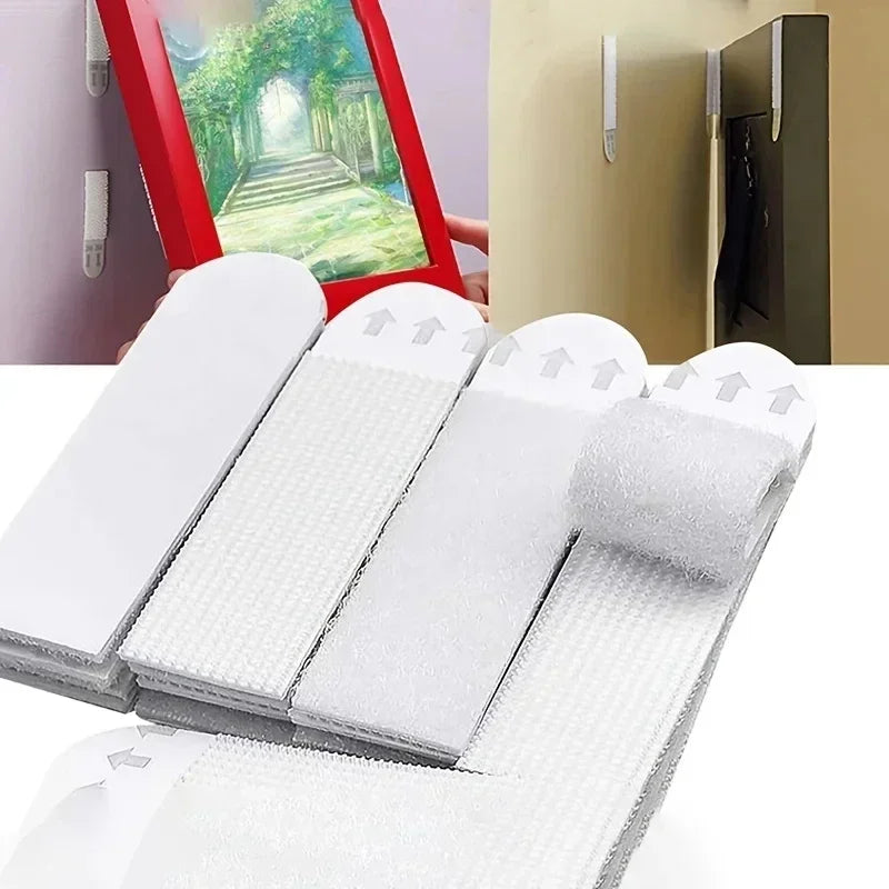 Double Sided Picture Hanging Strips Adhesive Hook Loop Tape for Mounting Photo Frame Fixed Home Wall Decor Hanging DIY Stickers