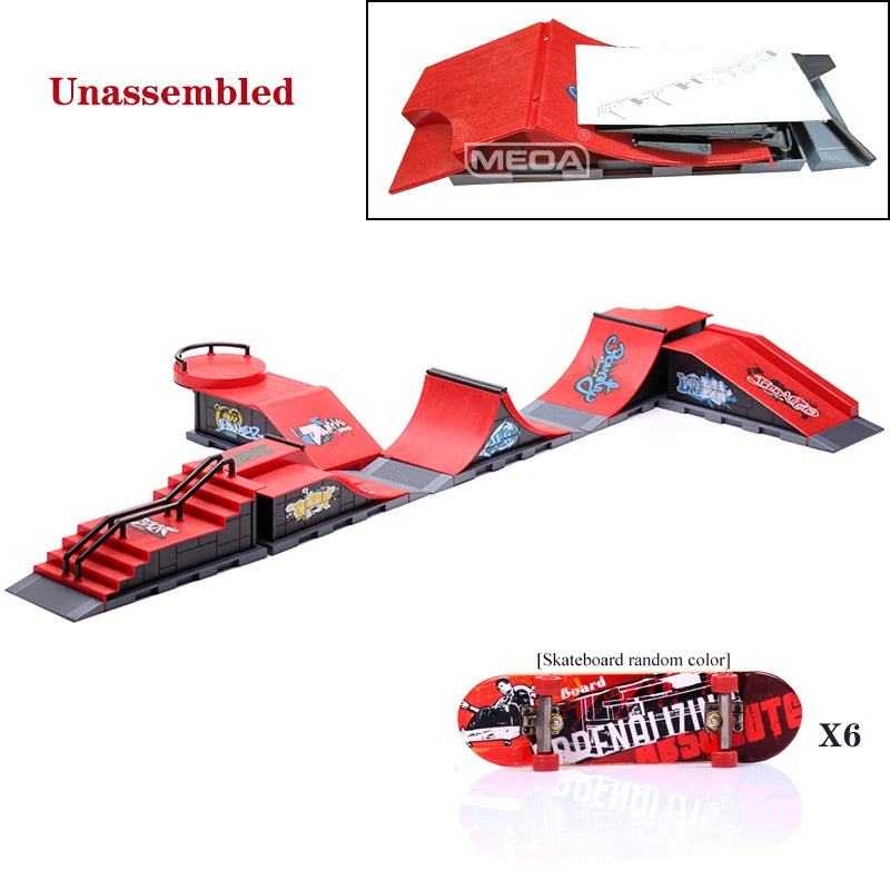 10 In 1 Finger Skateboards DIY Skate Park Ramp Parts Tech Deck Scene Venue Combination Set For Children Indoor Home Toys