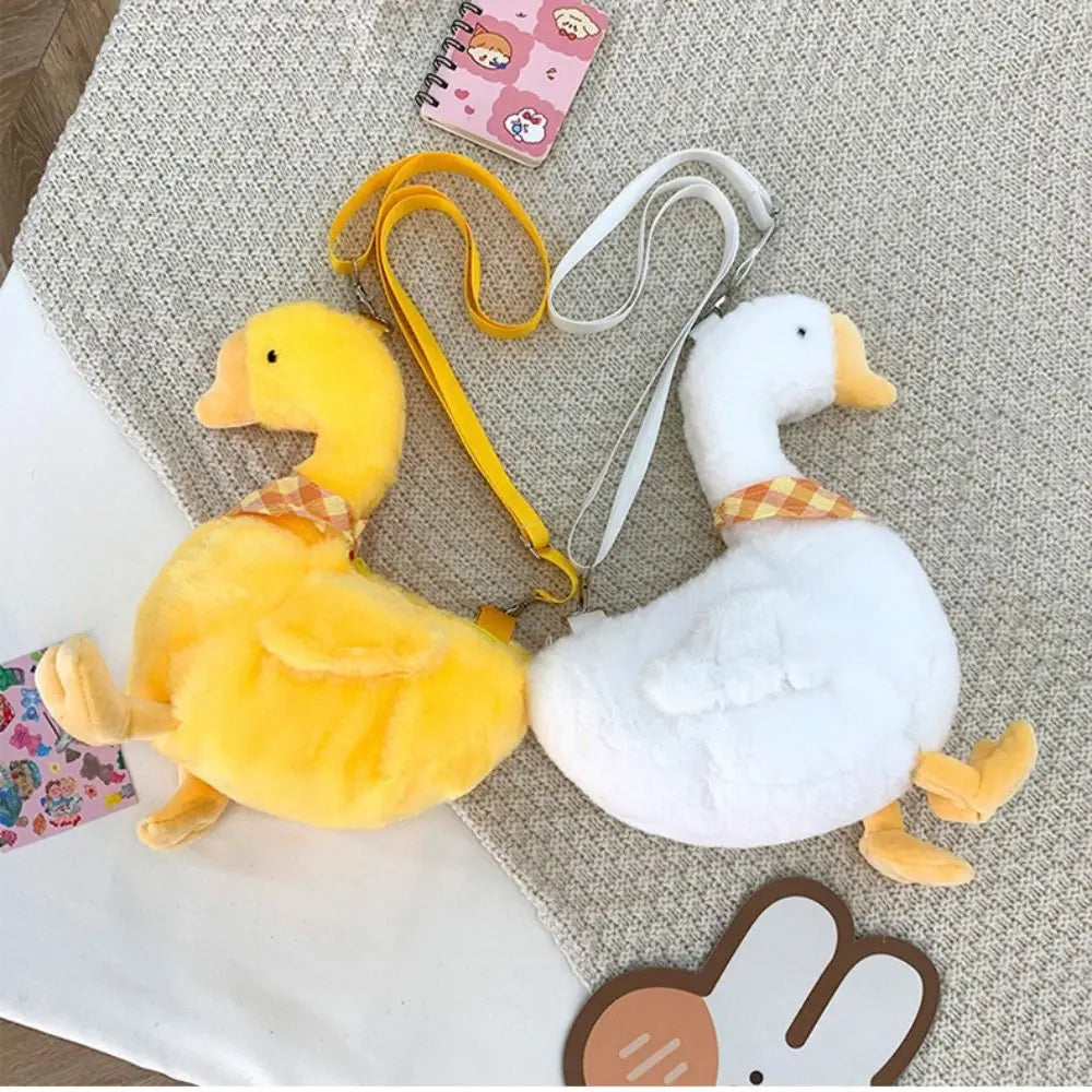 Portable Zipper Big Goose Bag Fluffy Solid Color Cute Duck Crossbody Bag Large Capacity Shoulder Bags Streetwear