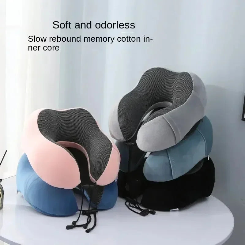 Massage U Shaped Memory Foam Neck Pillow Ergonomic Cervical Support Soft Travel Pillow for Airplane Car Road Trip Rest